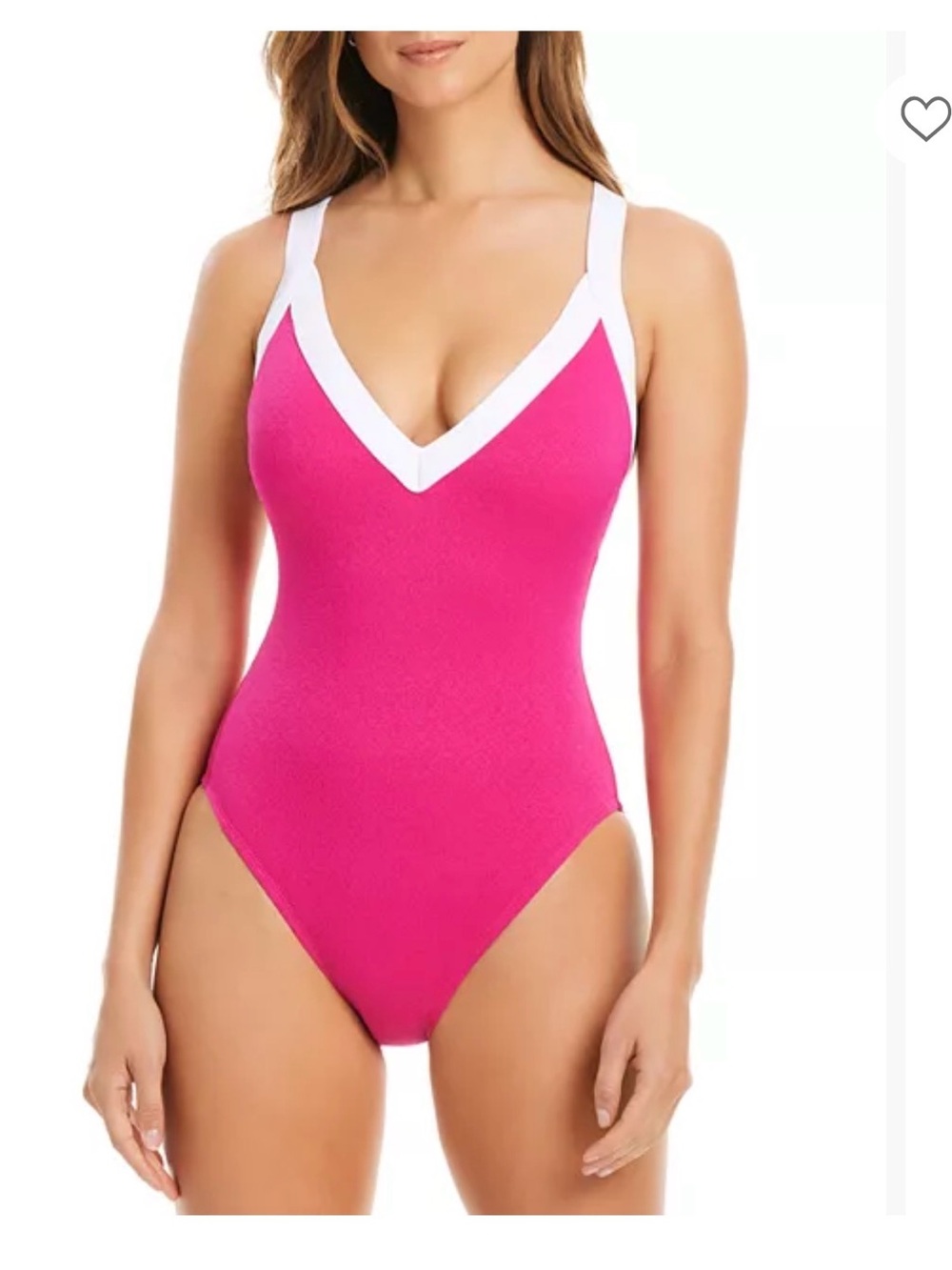 Bleu Rod Beattie Hot Pink One-Piece Swimsuit with White Trim